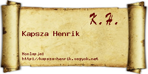 Kapsza Henrik névjegykártya
